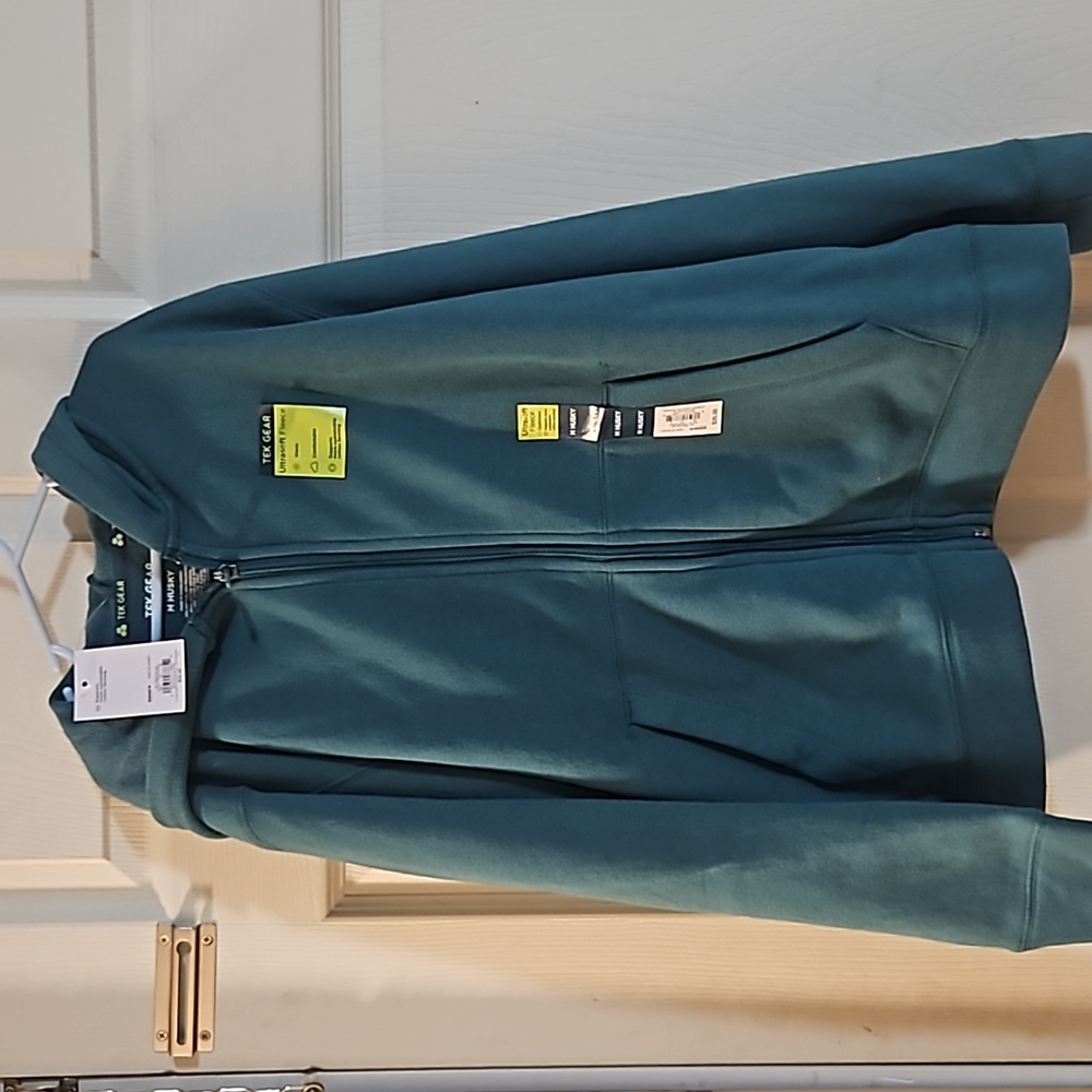 TEK GEAR ULTRASOFT FLEECE FULL ZIP HOODIE: GREEN: NEW WITH TAGS: SIZE M HUSKY